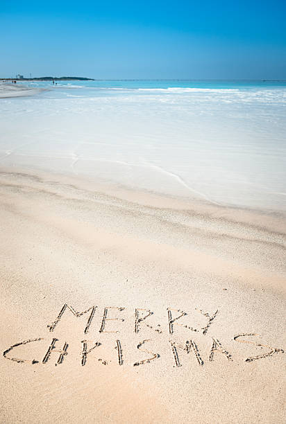 istock Merry christams message on the sand beach 171312705