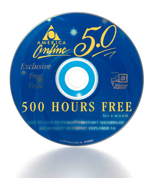 America Online 500 horas de ensayo a Internet de alta velocidad de cortesía, servicio de disco compacto - foto de stock