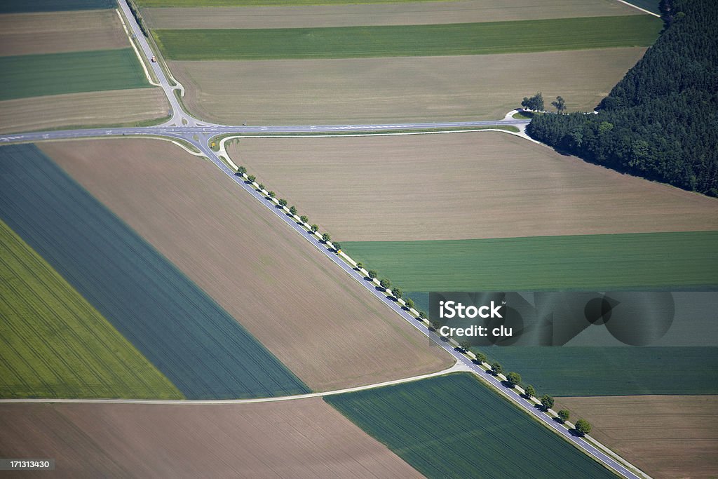 Vue aérienne de la campagne cross roads - Photo de Champ libre de droits