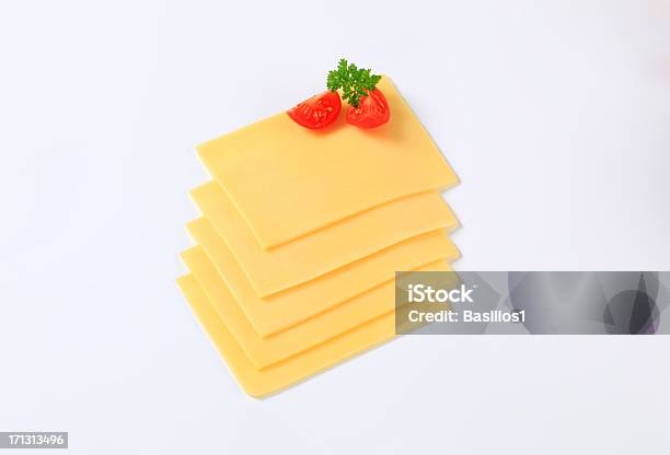 Five Slices Of Cheese Stock Photo - Download Image Now - Cheese, Close-up, Cross Section