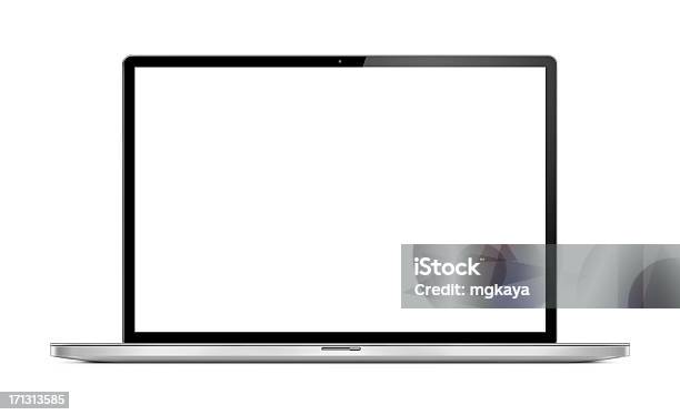 Front View Of Modern Laptop Stock Photo - Download Image Now - Laptop, Computer Monitor, White Background