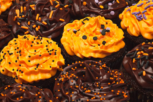 Decorated Halloween Cupcakes Cupcakes decorated for a Halloween party halloween cupcake stock pictures, royalty-free photos & images