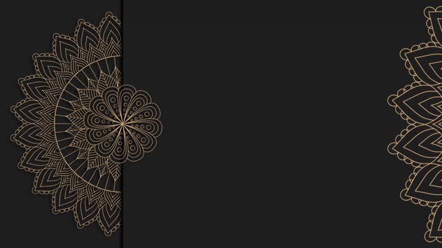 Abstract ornamental digital hand drawn gold mandala ornament on black background. Floral vintage decorative element's oriental pattern.