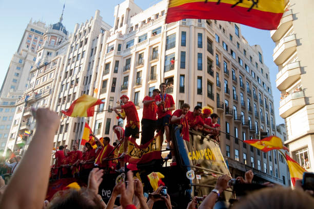 Madri, Espanha Comemore o campeão mundial de futebol - foto de acervo
