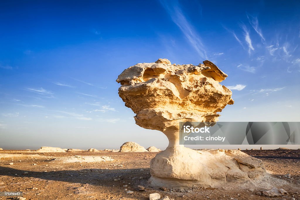 The Mushroom of White Desert White Desert in Farafra (Egypt) with typical limestone monolith Egypt Stock Photo