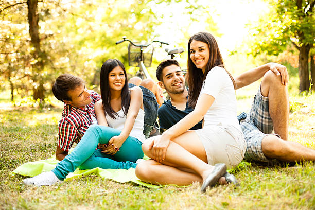 istock Group of friends on a picnic 171314565