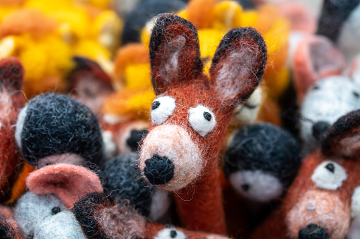 Cute little animals handmade from felt fabric with big ears, googly eyes and a sweet look