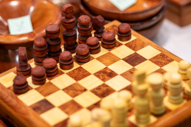 istock Chess set from diagonal top made of wood 1713146251
