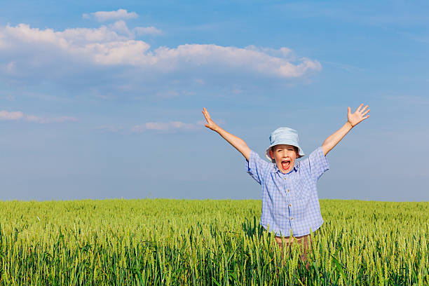 Happy boy in the field