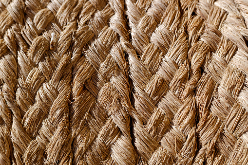 Detail of the texture of intertwined natural fibers of esparto, halfah grass.