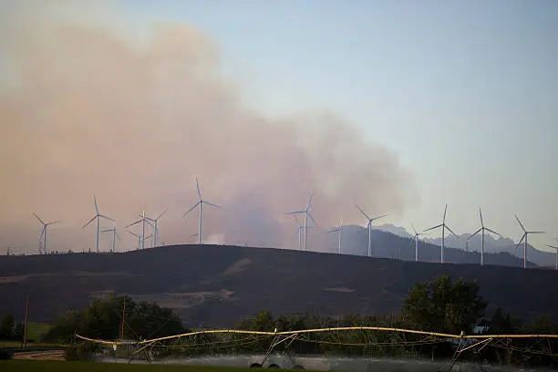 This wind farm in Eastern Washington was in the path of a destructive wild fire. This was the Taylor Bridge fire near Ellensburg and Cle Elum.