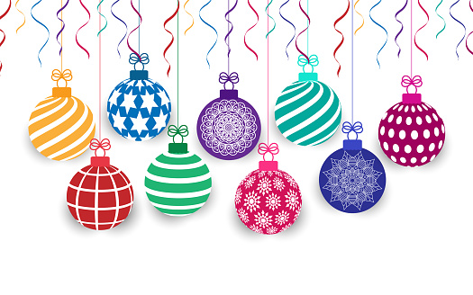 Christmas balls colourful decoration background