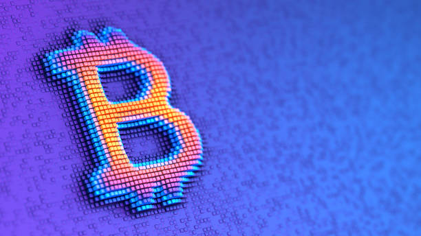 istock Bitcoin sign on the blue pixelated background. 3d illustration 1713161248