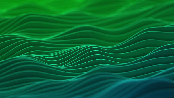 futuristic technological background, wave flowing pattern. abstract data flow chart. 3d illustration - grön färg bildbanksfoton och bilder