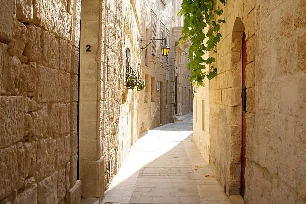 "Street in historical city of Mdina, Malta"