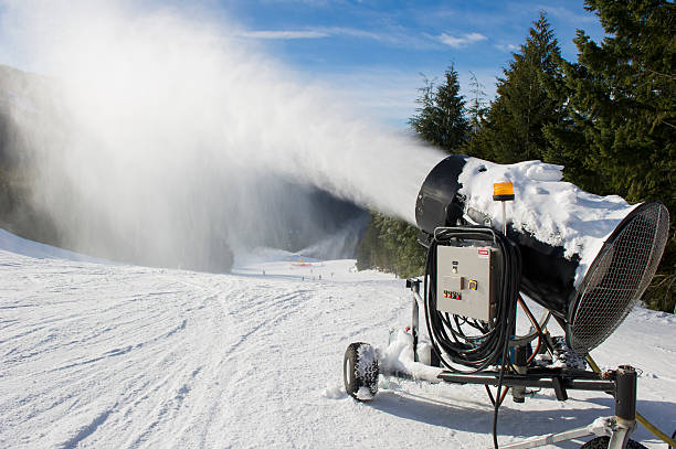 Snowmaking stock photo
