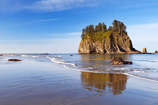 "Second Beach near La Push along the Pacific coast on the Olympic Peninsula, Washington, USA."