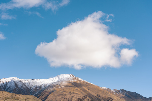A portrait of one of the snowcapped mountains around Lake Wanaka, on New Zealand's South Island
