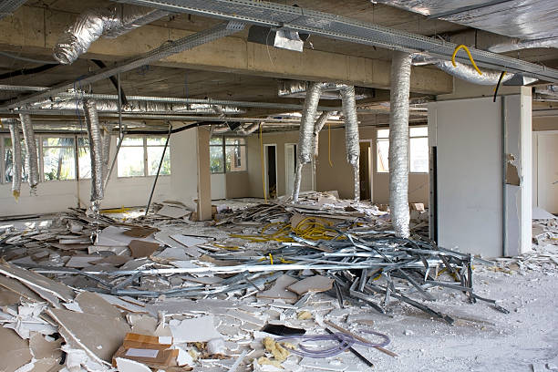 Building demolished "Photo of a demolished office, with  trash and rests on the floor" old style stock pictures, royalty-free photos & images