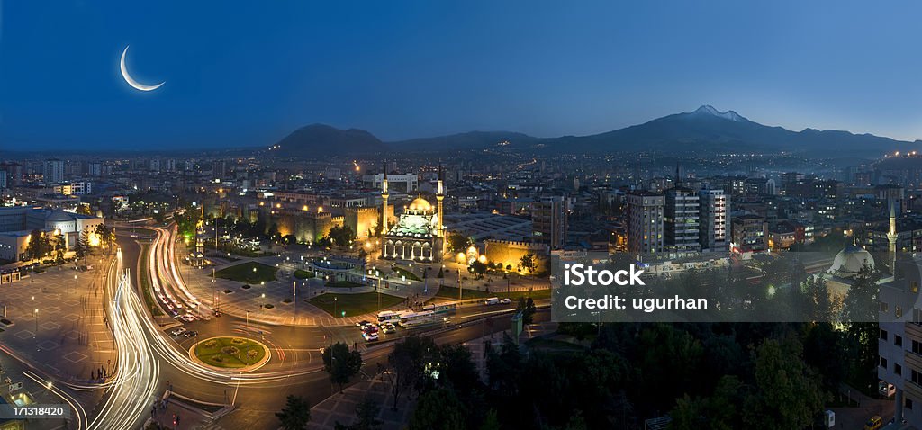 Night skyline view of Kayseri, Turkey Night in Kayseri - Turkey.  long exposure. City Stock Photo