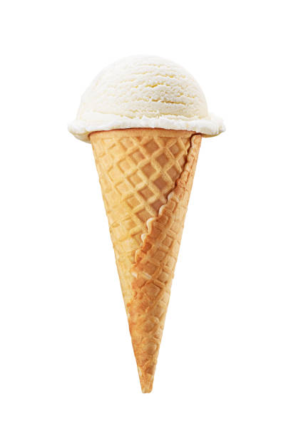 istock One vanilla ice cream in a crispy waffle sugar cone isolated on white. 1713194347