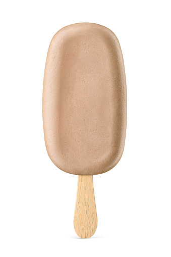 Chocolate ice cream popsicle isolated on white background with clipping path.