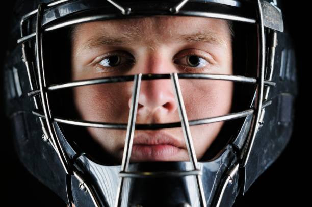 istock Baseball catcher mask close up 171319582