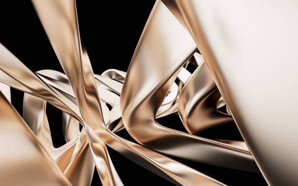 istock Metallic golden curve geometry background, 3d rendering. 1713196136