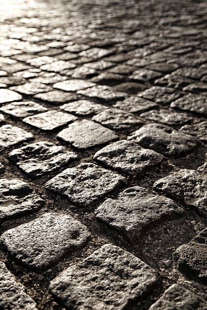 lisboa street - paving stone avenue stone curve fotografías e imágenes de stock