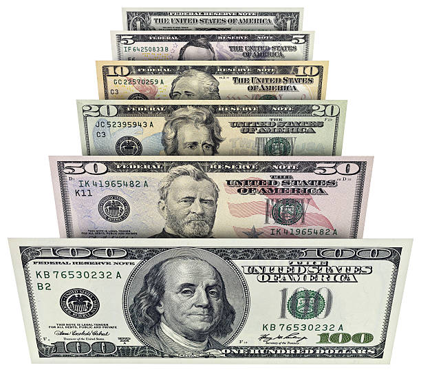 nous, les billets de confessions diverses. - currency us paper currency five dollar bill usa photos et images de collection