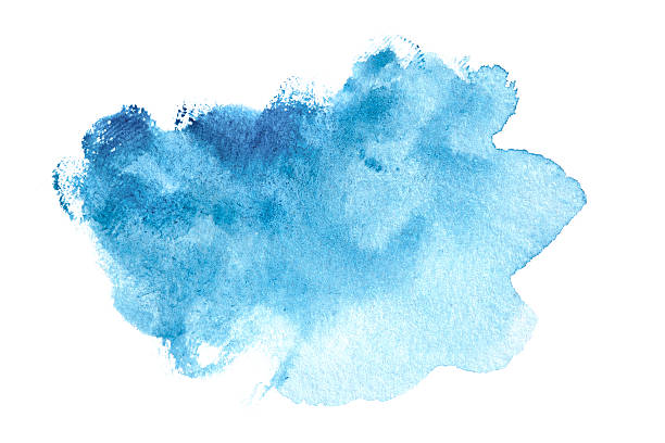 bleu abstrait aquarelle peinte arrière-plan - inks on paper photos et images de collection