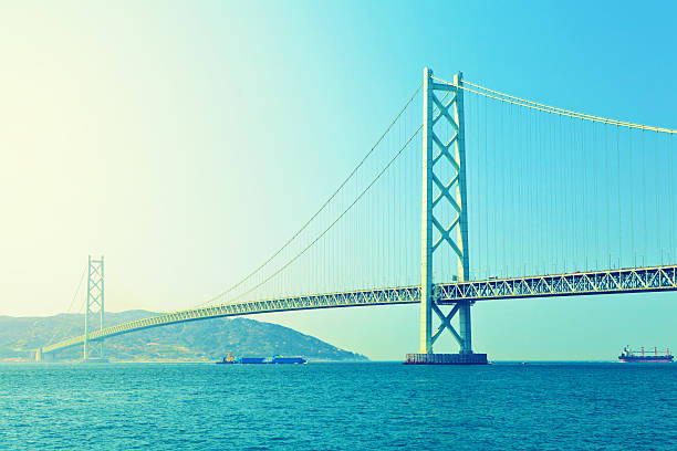 akashi мост - kobe bridge japan suspension bridge стоковые фото и изображения