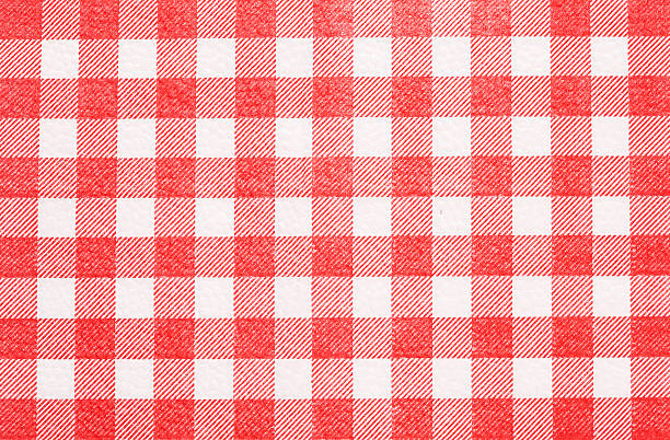 textured Red and white gingham tablecloth pattern plaid stock pictures, royalty-free photos & images