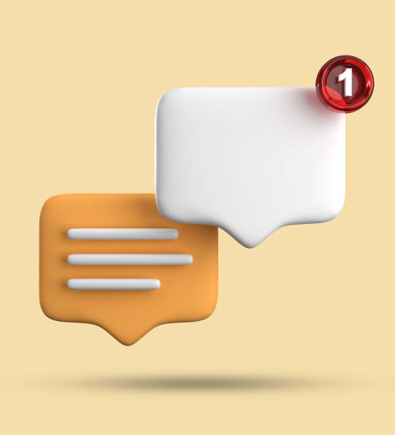 istock 3d rendering of speech bubble with notification icons, 3D pastel yellow blue chat icon set. Set of 3d speak bubble. 1713211995