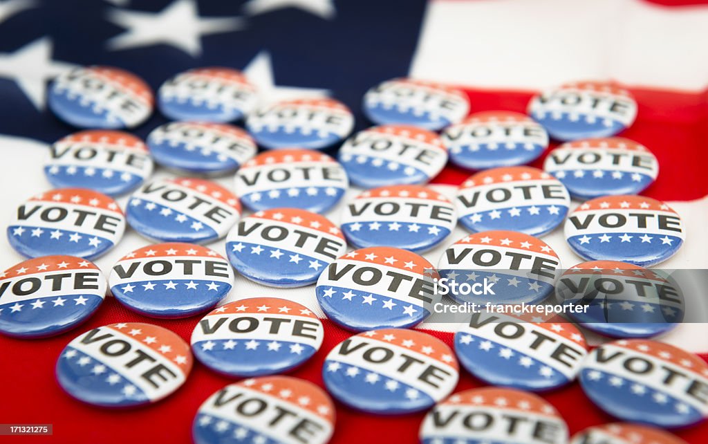 Bouton de Vote élection 2012 sous drapeau américain - Photo de 2012 libre de droits