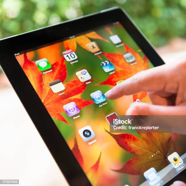 삼각대를 휴머니즘 손가락 가리키기 Ipad 3에서 화면 - iPadのストックフォトや画像を多数ご用意 - iPad, インターネット, クローズアップ