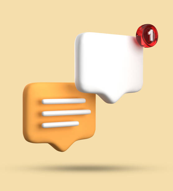 istock 3d rendering of speech bubble with notification icons, 3D pastel yellow blue chat icon set. Set of 3d speak bubble. 1713213632