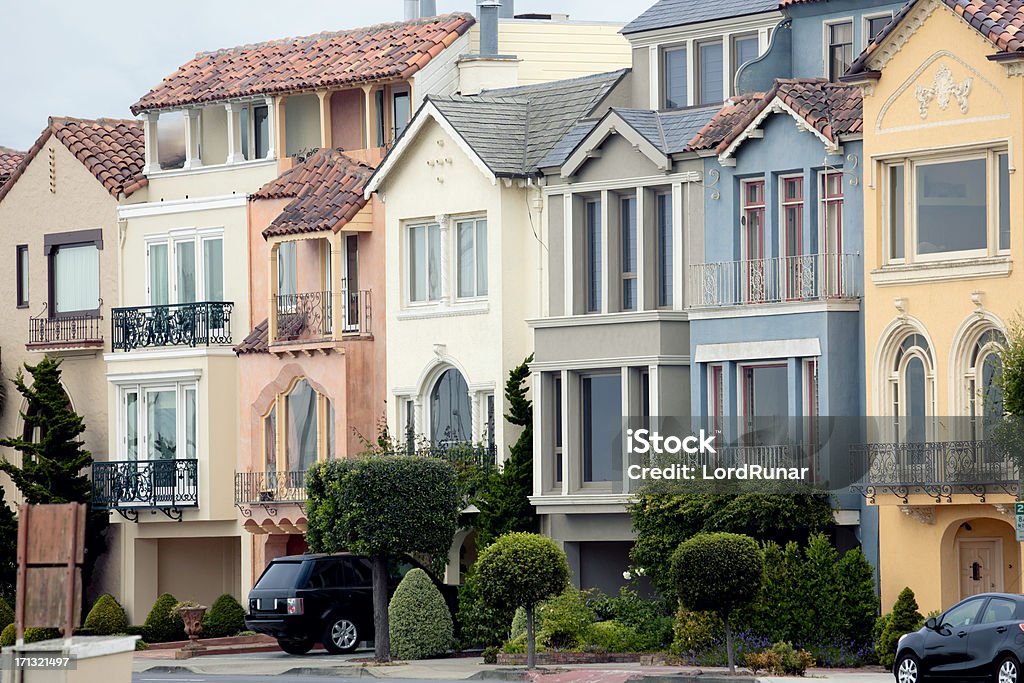 San Francisco housing "Row of houses along a city street in San Francisco, California." Fashion Stock Photo