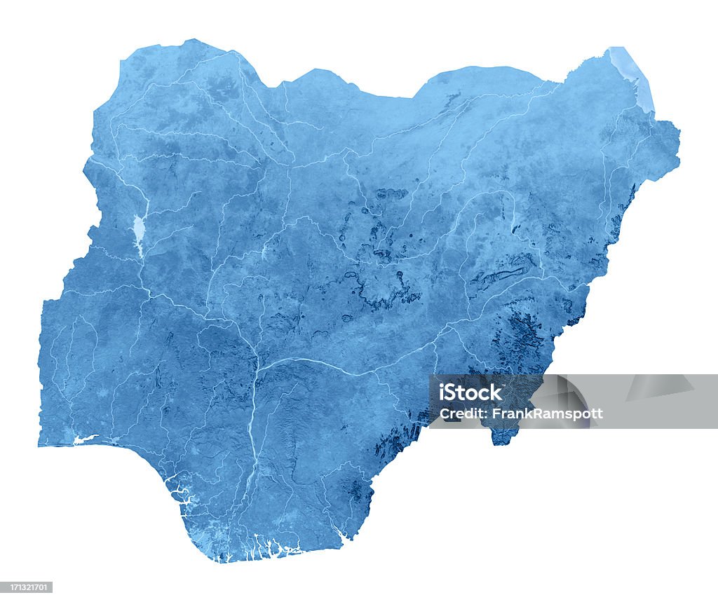 Нигерия топографической карты изолированные - Стоковые фото Нигерия роялти-фри