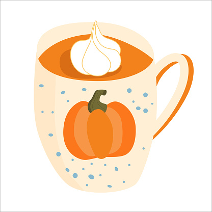 Pumpkin Spice Latte Vector Cartoon Illustration