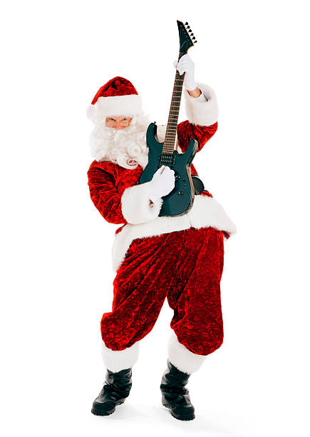 istock Electric Guitar Playing Santa Claus on White 171323233
