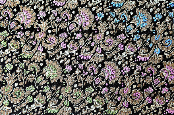 istock Close-up of Black Chinese Silk Fabric 171323392