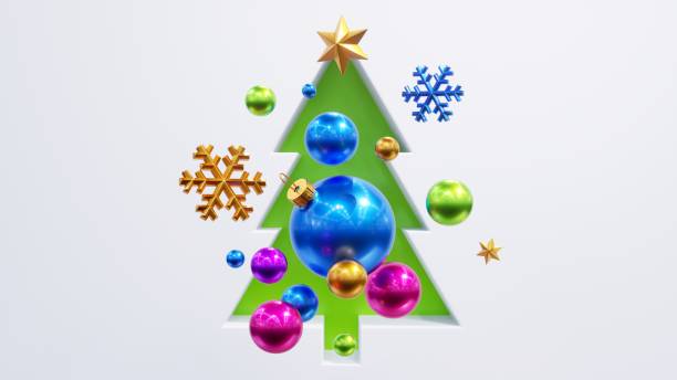 istock 3d render, abstract Christmas tree niche filled with assorted ornaments, pink blue and gold glass balls, star and metallic snowflakes. Seasonal festive clip art, isolated on white background 1713237748