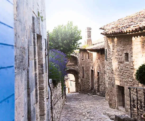 "Narrow street in Lacoste - charming, medieval Village in Provence (France)"