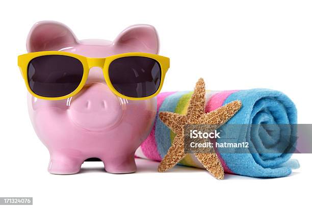 Sparschwein Auf Strandurlaub Stockfoto und mehr Bilder von Bankgeschäft - Bankgeschäft, Bankkonto, Blau