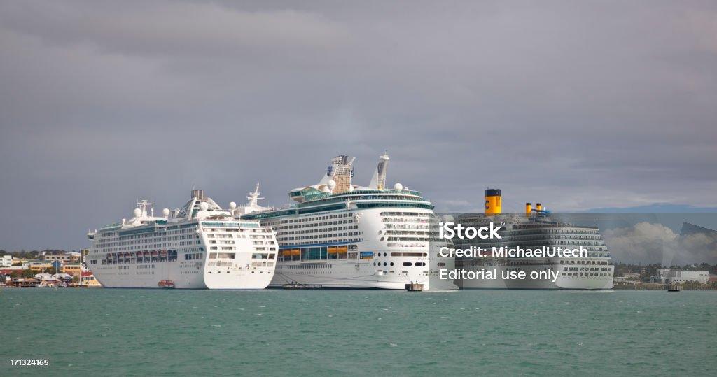 Cruise Ships In St. John's, Antigua "St. John's, Antigua And Barbuda - January 21, 2010: The cruise ships 'Adventure of the Seas', 'Costa Mediterranea' and 'Sea Princess' in the harbour of St. John's, Antigua" Antigua - Leeward Islands Stock Photo