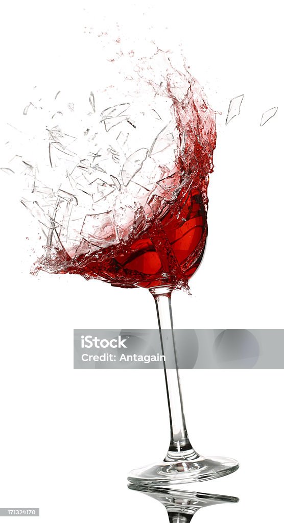 Wine glass breaking Red wine Wineglass Stock Photo