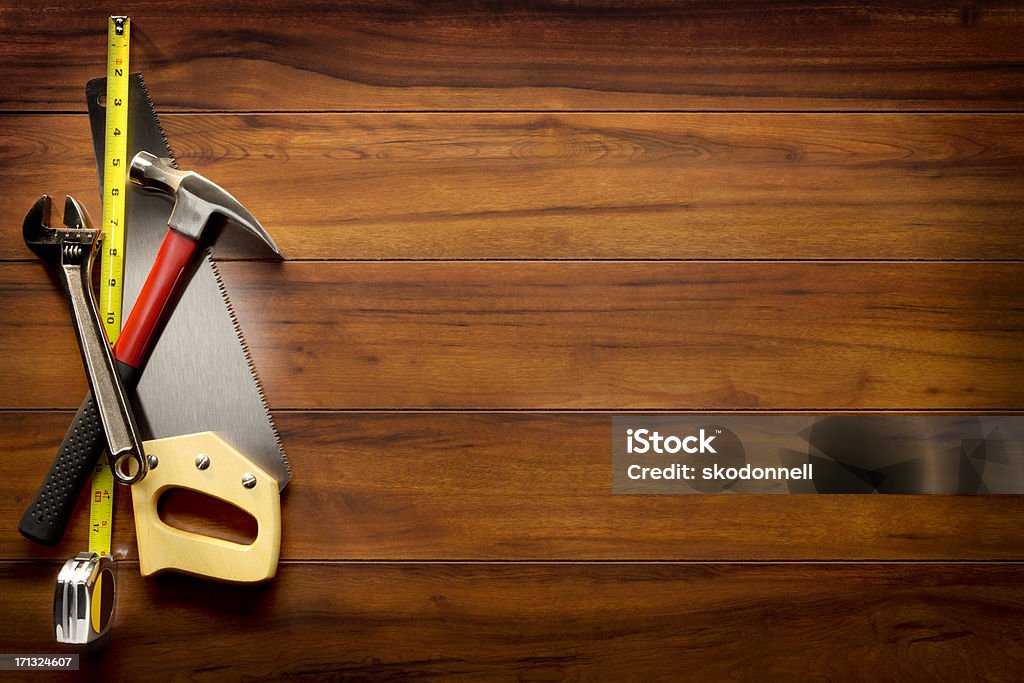 Baugerät auf Holz - Lizenzfrei Werkzeug Stock-Foto