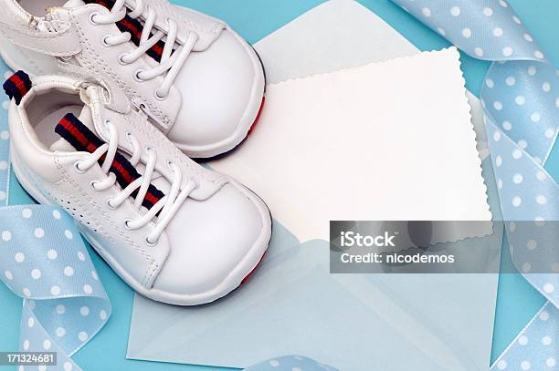 Baby Announcement Stock Photo - Download Image Now - Baby Announcement, Baby Booties, Blue