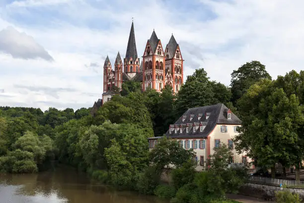 "Limburger Dom, Limburg Cathedral and River Lahn - seen from Alte Lahnbruecke"